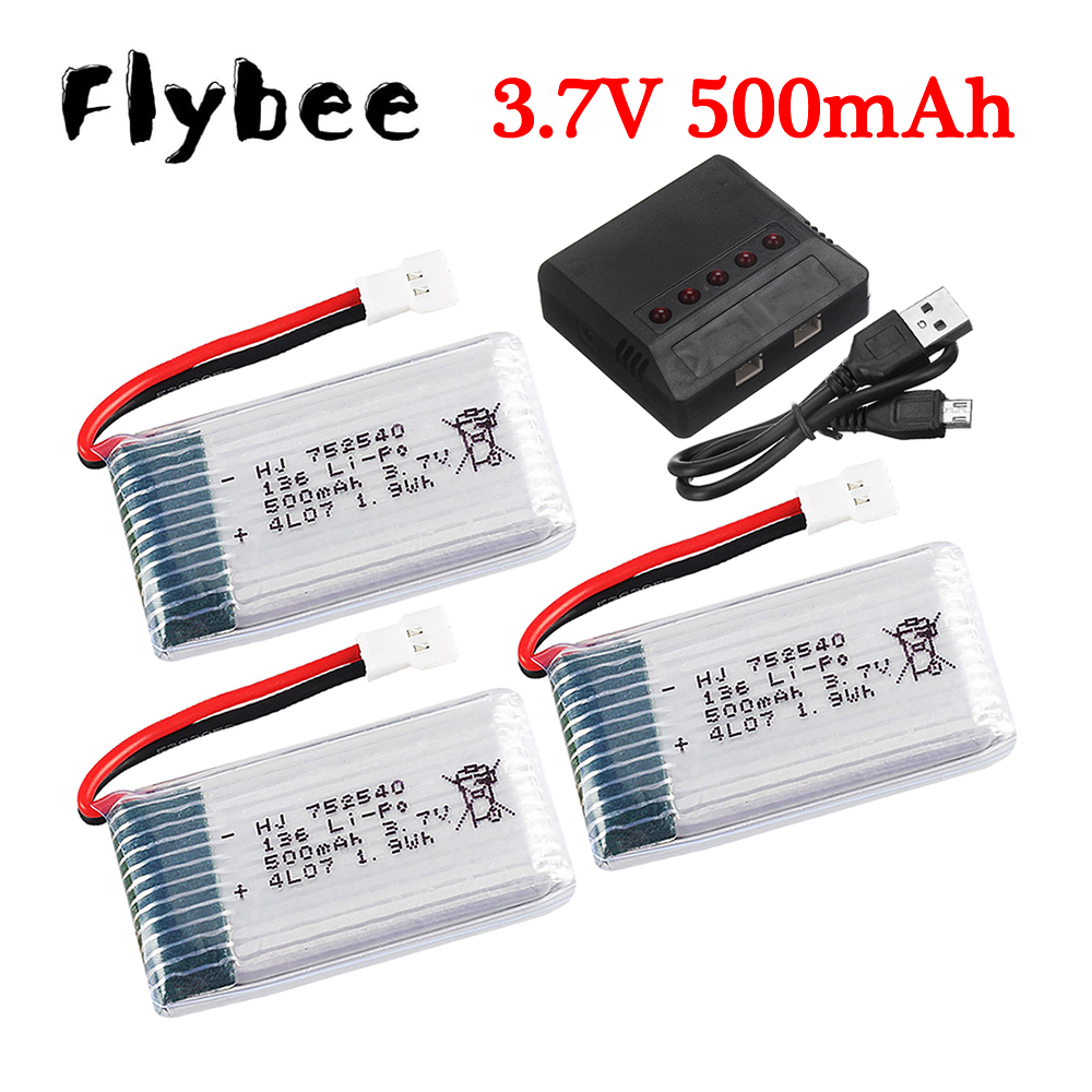 3.7V 500mAh 752540 Lipo Batter - Drone Charger ulasan dan harga