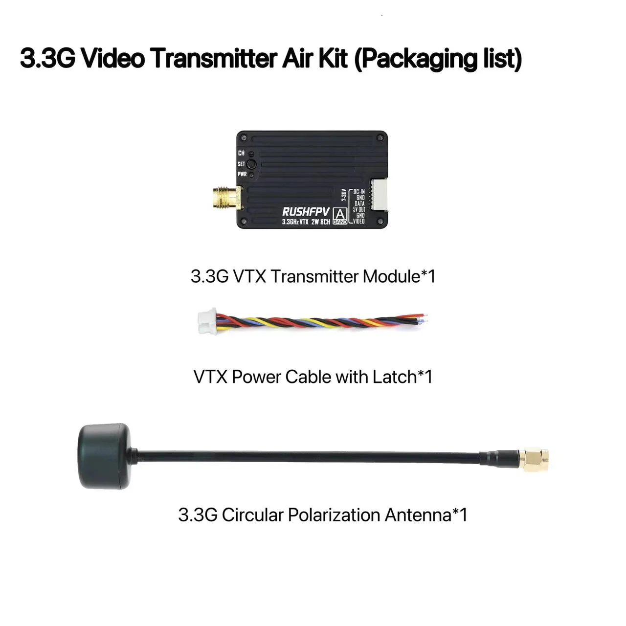 RUSHFPV 3.3G 2W VTX Transmitte - Drone Receiver ulasan dan harga