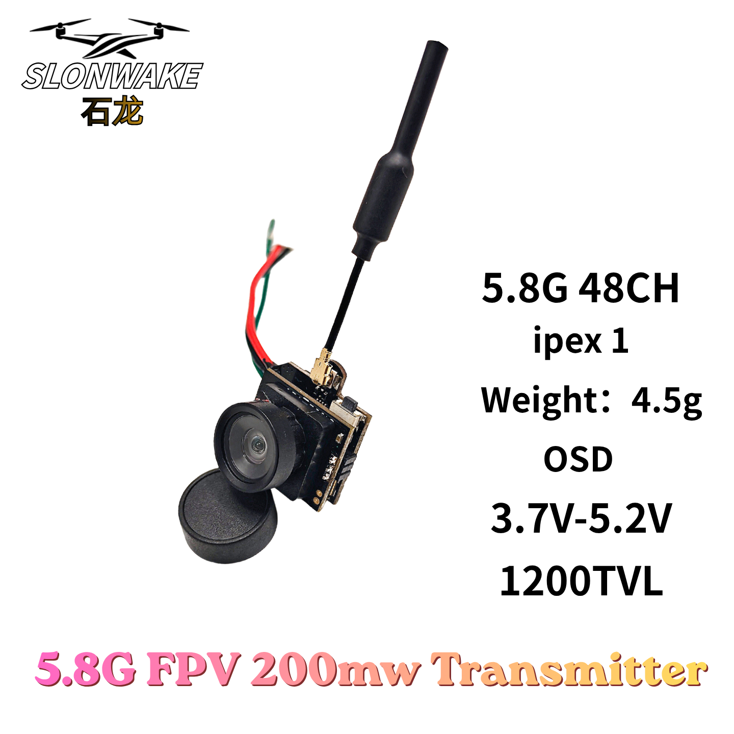 Slonwake 5.8G 48CH 200mW FPV D - Drone Frame ulasan dan harga