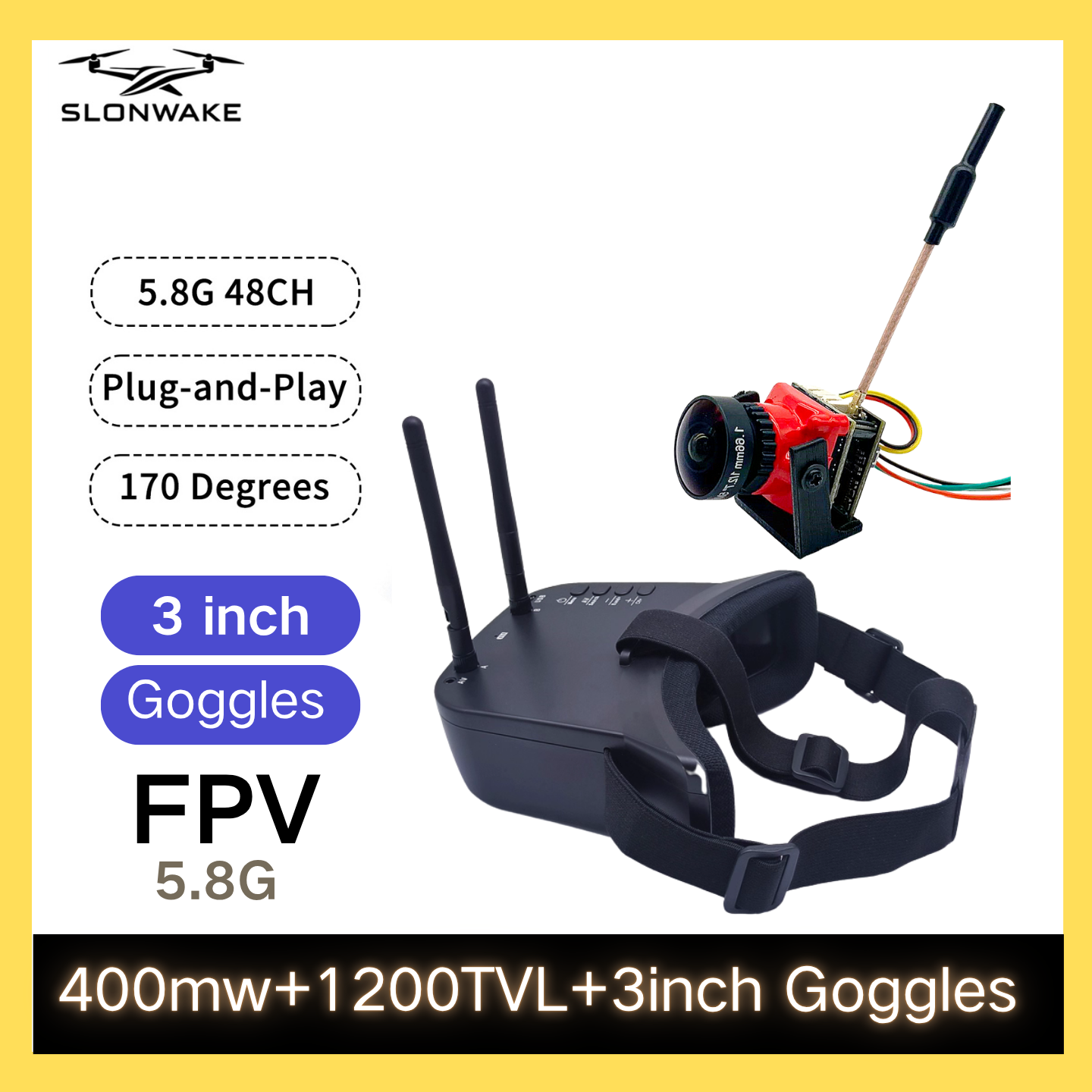 SLONWAKE 5.8G 48CH FPV 400mw V - Drone Frame ulasan dan harga