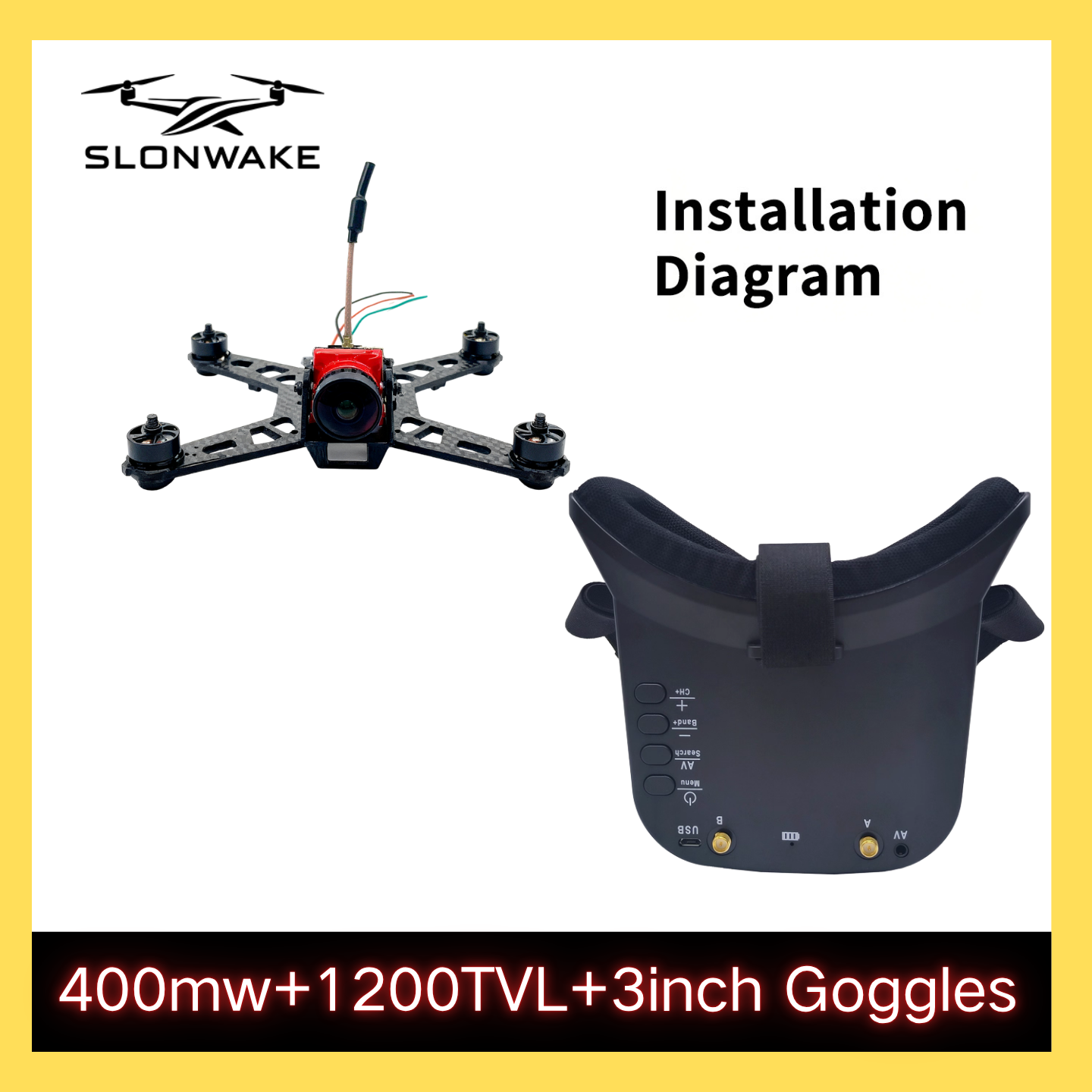 SLONWAKE 5.8G 48CH FPV 400mw V - Drone Frame ulasan dan harga
