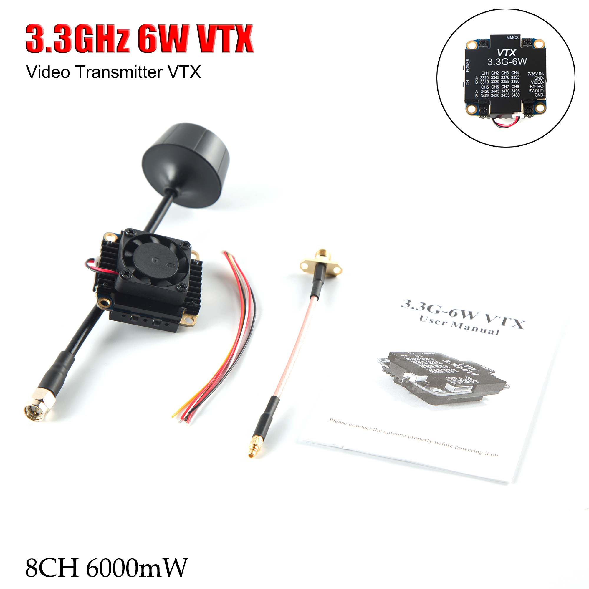 FPV Video Transmitter 3.3G 6W  - Drone Transmitter ulasan dan harga